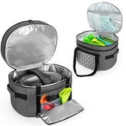 Slow Cooker Travel Bag With Bottom Board Compatible With Crock-Pot And Hamilton Beach 6-8 Quart Oval Slow Cooker, Double Layers Slow Cooker Carrier, Gray With Arrow (Bag Only, Patent Pending) -Wilton Shop 51jcsPWOuUL