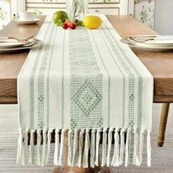 Boho Woven Table Runner 14 X 72 Inches Black And White Rustic Table Runners Modern Farmhouse Style Vintage Rustic Table Runner With Tassels For Dresser Bridal Shower Home Dining Table Decor -Wilton Shop 51jmcY3XMEL. AC