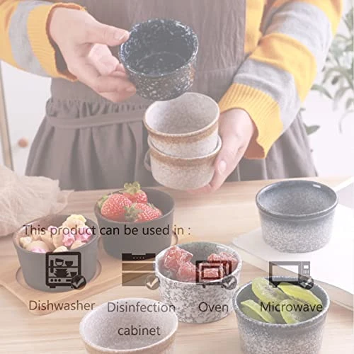 Qeeadeea Ramekins 4 Oz Oven Safe, Creme Brulee Ramekins, Souffle Cups, Souffle Dishes For Oven-black And Gray-Set Of 8 6 Qeeadeea Ramekins 4 Oz Oven Safe, Creme Brulee Ramekins, Souffle Cups, Souffle Dishes For Oven-black And Gray-Set Of 8 - Image 4