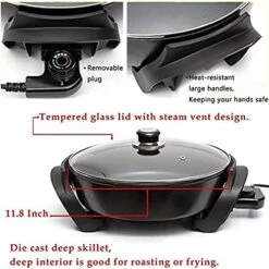Nstick Extra Deep Electric Skillet - With Lid With Steam Vent (12 Inch) -Wilton Shop 51jtAJAM08L