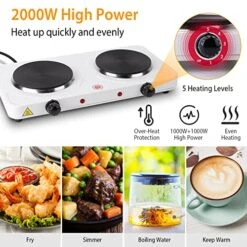 Double Hot Plate For Cooking, Moclever Electric Double Burner, 2000w Portable Electric Stove With Independent Dual Control & 5 Level Temperature Control, Easy Clean Hot Plate Burners For Kitchen Camping -Wilton Shop 51jymT39O1L