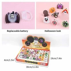 50 Pieces 3D Halloween Glow Ring Toys Halloween Party Favors Kids Adult Blinking LED Glow Rings Glow In The Dark Party Supplies Halloween Gifts Bag Filler Non Candy Gifts Bag Kid (A,B, One Size) -Wilton Shop 51k2TNzczgL