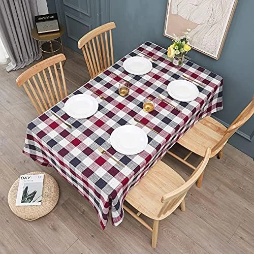 Navy Red Rectangular Tablecloth Fuchsia Blue Gingham Checkered Plaid Table Cloth Dining Table Decor,Navy Red,52"x70",4-6 Seats 14 Navy Red Rectangular Tablecloth Fuchsia Blue Gingham Checkered Plaid Table Cloth Dining Table Decor,Navy Red,52"x70",4-6 Seats - Image 12