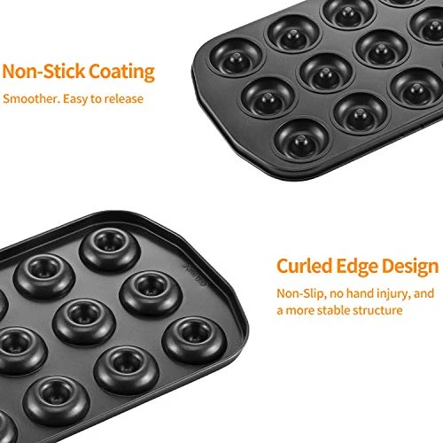 Mini Donut Baking Pans, Non-Stick 12-Cavity Donut Pan, Carbon Steel Cake Baking Pan - BPA Free Mini Bagel Pan, Oven, Microwave, Freezer Safe 6 Mini Donut Baking Pans, Non-Stick 12-Cavity Donut Pan, Carbon Steel Cake Baking Pan - BPA Free Mini Bagel Pan, Oven, Microwave, Freezer Safe - Image 4