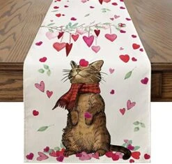 Cat Branches Leaves Heart Mother's Day Table Runner, Seasonal Holiday Kitchen Dining Table Decoration For Indoor Outdoor Home Party Decor 13 X 72 Inch -Wilton Shop 51kBawgBZyL. AC