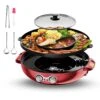 Hot Pot With Grill, Electric Hot Pot With Dual Temperature Control, Hotpot Pot Electric Grill Shabu Shabu Pot Korean Bbq Grill Smokeless For Simmer, Boil, Fry, Roast, Red -Wilton Shop 51kGLXNtzkL