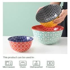 Vibrant Mixing Bowls (Set Of 3), Ceramic Mixing Bowls, Serving Bowls, Colorful Nesting Bowls, Great For Cooking, Baking, Prepping, Housewarming Gift, 3.7/2/1 Qt, Bowls For Kitchen 12 Vibrant Mixing Bowls (Set Of 3), Ceramic Mixing Bowls, Serving Bowls, Colorful Nesting Bowls, Great For Cooking, Baking, Prepping, Housewarming Gift, 3.7/2/1 Qt, Bowls For Kitchen -Wilton Shop 51kHePe1UkL