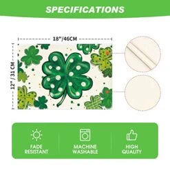 Dot Shamrock Luck Of The Irish St. Patrick's Day Placemats Set Of 4, 12x18 Inch Spring Table Mats For Party Kitchen Dining Decoration -Wilton Shop 51kMxREZmqL