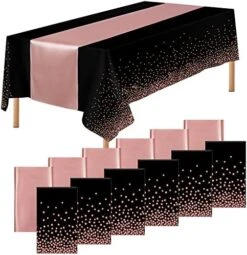 6 Pack Satin Sequin Table Runner, 6 Pack Tablecloth Set 12x108 Inch Smooth Table Runner 54x108 Inch Plastic Table Cover For Party Birthday Wedding Decor, Black And Rose Gold 18 6 Pack Satin Sequin Table Runner, 6 Pack Tablecloth Set 12x108 Inch Smooth Table Runner 54x108 Inch Plastic Table Cover For Party Birthday Wedding Decor, Black And Rose Gold -Wilton Shop 51kOvXcvWYL. AC