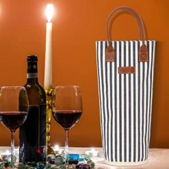Single Bottle Insulated Wine Tote, 1 Bottle Wine Carrier Bag Padded Wine Cooler Perfect Wine Lover's Or Wedding Gift-Stripe (Srtipe) 9 Single Bottle Insulated Wine Tote, 1 Bottle Wine Carrier Bag Padded Wine Cooler Perfect Wine Lover's Or Wedding Gift-Stripe (Srtipe) -Wilton Shop 51kYdqpWR1L
