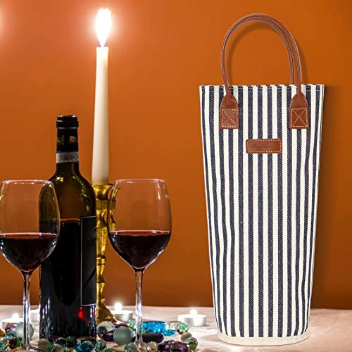 Single Bottle Insulated Wine Tote, 1 Bottle Wine Carrier Bag Padded Wine Cooler Perfect Wine Lover's Or Wedding Gift-Stripe (Srtipe) 5 Single Bottle Insulated Wine Tote, 1 Bottle Wine Carrier Bag Padded Wine Cooler Perfect Wine Lover's Or Wedding Gift-Stripe (Srtipe) - Image 3