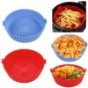 Air Fryer Silicone Liners 8 Inch, 2 Pack Air Fryer Accessories For Ninja Air Fryer Liners Reusable With Handle, Basket For 5 QT To 7 QT, Red & Blue 2 Air Fryer Silicone Liners 8 Inch, 2 Pack Air Fryer Accessories For Ninja Air Fryer Liners Reusable With Handle, Basket For 5 QT To 7 QT, Red & Blue -Wilton Shop 51kbALMJptL