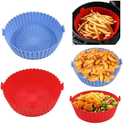 Air Fryer Silicone Liners 8 Inch, 2 Pack Air Fryer Accessories For Ninja Air Fryer Liners Reusable With Handle, Basket For 5 QT To 7 QT, Red & Blue 12 Air Fryer Silicone Liners 8 Inch, 2 Pack Air Fryer Accessories For Ninja Air Fryer Liners Reusable With Handle, Basket For 5 QT To 7 QT, Red & Blue - Image 10