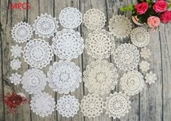 TOSEEY 24 Vintage Hand Made Crochet Doilies Dollies Lace Crochet Cup Mat Pad Coaster Wedding Tea Party Decoration 2-7 Inches (White) -Wilton Shop 51kcfy3nEJL. AC