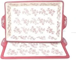 Baker 4 Qt 9"x13" Casserole Dish W/Lid-It (Tray) & Plastic Cover (Floral Lace Blue) -Wilton Shop 51kh20ciaL. AC