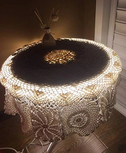 100% Cotton Handmade Crochet Round Tablecloth Doilies Lace Table Covers,Beige, 35 Inch 3 100% Cotton Handmade Crochet Round Tablecloth Doilies Lace Table Covers,Beige, 35 Inch
