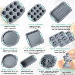 Encounter 27 In 1 Silicone Baking Set - 10 Silicone Baking Cake Pan, Silicone Cake Molds, Baking Sheet, Donut Pan, Silicone Muffin Pan With Measuring Cups And Spoons Set -Wilton Shop 51klUkcoI5L