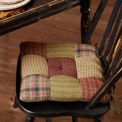 Tea Cabin Chair Pad Patchwork Log Cabin Country Rustic Lodge Design, Moss Green And Deep Red -Wilton Shop 51kmgxEZTvL
