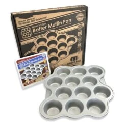 Tter Muffin Pan - Triple Coated Nonstick Cupcake Pan 100% Made In The USA. Easier To Clean. Cast Aluminum Construction (No Warping) Ideal Tin For Mini Cakes Small Bites & More - 12 Cups