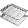 Stainless Steel Baking Sheets With Rack, HKJ Chef Cookie Sheets And Nonstick Cooling Rack & Baking Pans For Oven & Toaster Oven Tray Pans, Rectangle Size 12.5L X 10W X 1H Inch & Non Toxic & Healthy -Wilton Shop 51kxwcMfiSL