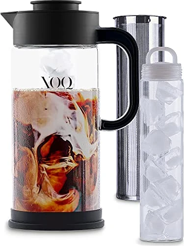 Cold Brew Coffee Maker + Chiller Kit + 50oz/1.5L Glass Cold Brew Maker - Iced Coffee Maker & Ice Tea Maker - Large Iced Coffee Pitcher For Fridge With Removable Stainless Steel Brewer Filter 3 Cold Brew Coffee Maker + Chiller Kit + 50oz/1.5L Glass Cold Brew Maker - Iced Coffee Maker & Ice Tea Maker - Large Iced Coffee Pitcher For Fridge With Removable Stainless Steel Brewer Filter