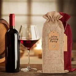 Burlap Wine Gift Bags, 12 Pack Jute Wine Bottle Bags With Drawstring, Reusable Wine Bottle Covers With Ropes And Tags -Wilton Shop 51l46Oy6W9S