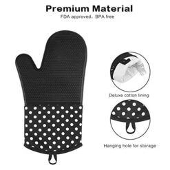 Silicone Oven Mitts, Extra Long Kitchen Oven Gloves, Professional Heat Resistant Baking Gloves, 1 Pair, Black -Wilton Shop 51lCr04YLoL