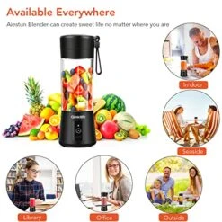 Portable Blender,Travel Blender,Mini Blender,Personal Mixer Fruit Rechargeable With USB,380ml,Fruit Juice For Great Mixing(Black) -Wilton Shop 51lUEsOFQ2L