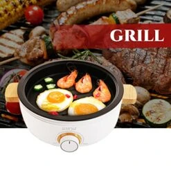 SYHP-2B High End Multi-Functional Non Stick Electric Shabu Shabu Hot Pot 4-in-1 Super Cooker, 3 L, Bonus BBQ Grill Pan -Wilton Shop 51lXFqUwFAL