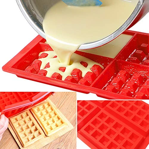 4 Pcs Waffle Mold,Sonku Silicone Heart-Shaped Square-Shaped Waffle Baking Molds Muffin Pans Chocolate Bread Pie Flan Bakeware 5 4 Pcs Waffle Mold,Sonku Silicone Heart-Shaped Square-Shaped Waffle Baking Molds Muffin Pans Chocolate Bread Pie Flan Bakeware - Image 3