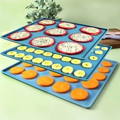 3 Pcs Silicone Dehydrator Mats With Edge, With Silicone Scraper, Compatible With Cosori &Magic Mill & BioChef Arizona, Non Stick Dryer Mats, High Temperature Resistance,for Fruit,Chips,Flax Crackers -Wilton Shop 51lq2Ckly5L