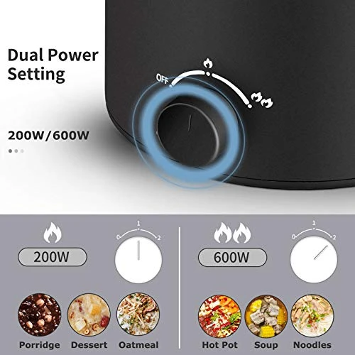 Topwit Electric Hot Pot, Mini Ramen Cooker, 1.6L Noodles Pot, Multifunctional Electric Cooker For Pasta, Shabu-Shabu, Oatmeal, Soup And Egg With Over-Heating Protection, Boil Dry Protection, Black 4 Topwit Electric Hot Pot, Mini Ramen Cooker, 1.6L Noodles Pot, Multifunctional Electric Cooker For Pasta, Shabu-Shabu, Oatmeal, Soup And Egg With Over-Heating Protection, Boil Dry Protection, Black - Image 2