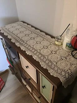 Handmade Crochet Lace Table Cloth Doilies Doily,Rectangle,16 X 24 Inch,Beige -Wilton Shop 51m1EAt5OnL