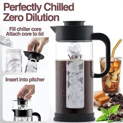 Cold Brew Coffee Maker + Chiller Kit + 50oz/1.5L Glass Cold Brew Maker - Iced Coffee Maker & Ice Tea Maker - Large Iced Coffee Pitcher For Fridge With Removable Stainless Steel Brewer Filter 6 Cold Brew Coffee Maker + Chiller Kit + 50oz/1.5L Glass Cold Brew Maker - Iced Coffee Maker & Ice Tea Maker - Large Iced Coffee Pitcher For Fridge With Removable Stainless Steel Brewer Filter -Wilton Shop 51m4PXOvWRL