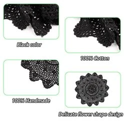 2 Pieces 15 Inch Doilies Crochet For Dressers And End Tables Crafts Disposable Medium Halloween Valentines Doilies Cloth Lace Placemats Coasters Black Cotton Round Vintage Tablecloth -Wilton Shop 51m6c2KPaQL