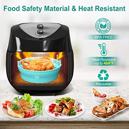 Silicone Air Fryer Liners, 2 Pack Foldable Air Fryer Pot Reusable 8.5" Food Safe Air Fryer Silicone Basket Easy Clean Air Fryer Accessories For 5Qt / Bigger Air Fryers (8.5 Inch, Pink+Green) 6 Silicone Air Fryer Liners, 2 Pack Foldable Air Fryer Pot Reusable 8.5" Food Safe Air Fryer Silicone Basket Easy Clean Air Fryer Accessories For 5Qt / Bigger Air Fryers (8.5 Inch, Pink+Green) - Image 4
