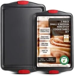 Aking Pans Set, 15 Piece Premium Baking Set, Nonstick Bakeware Sets BPA Free, Cookie Sheets For Baking Nonstick Set, Steel Baking Sheets For Oven With Muffin Pan, Cake Pan & Kitchen Utensils - Black -Wilton Shop 51mANb7yoL. AC