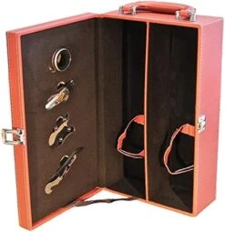 Lifestyle Top Handle Travel Two-Bottle Wine Carrier Case With 4 Piece Wine Accessory Set (Brown) 17 Lifestyle Top Handle Travel Two-Bottle Wine Carrier Case With 4 Piece Wine Accessory Set (Brown) -Wilton Shop 51mS8SaQxML. AC