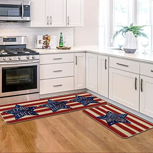 Artoid Mode Stripes Let Freedom Ring Kitchen Mats Set Of 2, 4th Of July Patriotic Liberty Decorations For Home Kitchen - 17x29 And 17x47 Inch 7 Artoid Mode Stripes Let Freedom Ring Kitchen Mats Set Of 2, 4th Of July Patriotic Liberty Decorations For Home Kitchen - 17x29 And 17x47 Inch - Image 5