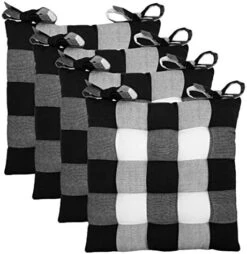 Hair Cushion Pads - Set Of 4 - Dining Kitchen Office Chair Seat Cushion With Ties- Durable Cotton Chambray Fabric Cover - Thick Comfy Poly Fill - Indoor Use - 17 In X 17 In – Grey -Wilton Shop 51mTBqPkuXL. AC