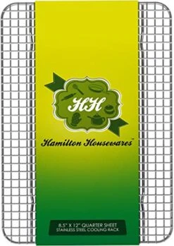 Hamilton Housewares Stainless Steel Cooling Rack - Heavy Duty And Oven Safe, Good For Cooling, Baking And Roasting - Perfect For Cookies, Cakes & More - Fits Perfectly In Quarter Sheet Pan(8.5" X 12")