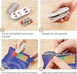 Mini Bag Sealer, Heat Seal Portable Heat Vacuum Sealers Plastic Sealer, Chip Bag Sealer, 2 In 1 Heat Seal And Cutter Mini Food Sealer For Plastic Bags Mini Portable Sealer (4PC) -Wilton Shop 51mbvwE5NSL