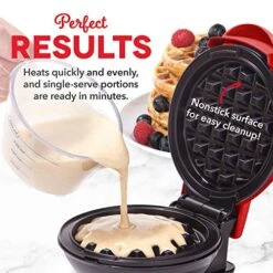 Dash Ash DMS001SL Mini Maker Electric Round Griddle + Included Recipe Book, Silver & DMW001RD Machine For Individual, Paninis, Hash Browns, & Other Mini Waffle Maker, 4 Inch, Red 11 Dash Ash DMS001SL Mini Maker Electric Round Griddle + Included Recipe Book, Silver & DMW001RD Machine For Individual, Paninis, Hash Browns, & Other Mini Waffle Maker, 4 Inch, Red -Wilton Shop 51mf3z4yxgL 1
