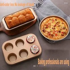 5pcs Non-Stick Carbon Steel Baking Pan Set Different Shapes Cake Bread Baking Pan, Small Mold Bakeware, Baking Molds Kitchen Cupcake Tools For Baking Industry Home. (Gold) -Wilton Shop 51mfA16VxsL
