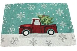 8 Pc Vintage Truck Merry Christmas Place Mat Kitchen Decor Set - Matching Placemats, Kitchen Towels, Pot Holder, And Oven Mitt - Comes In An Organza Bag So It's Ready For Giving! -Wilton Shop 51mlHmyCWAL