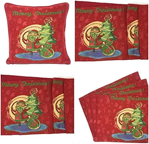 Rk Botanical Fleur Dining Table Tapestry Bundle - Set Of 8 Pieces Mughal Floral Ornate Colorful Black Cotton Linen Decor - 4 Placemats, 2 Table Runners, 2 Throw Pillow Covers (18197) 8 Rk Botanical Fleur Dining Table Tapestry Bundle - Set Of 8 Pieces Mughal Floral Ornate Colorful Black Cotton Linen Decor - 4 Placemats, 2 Table Runners, 2 Throw Pillow Covers (18197) - Image 6