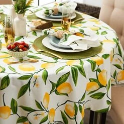 Lemon Bliss Tabletop Collection, Tablecloth, 70" Round -Wilton Shop 51mpl6mmJfL