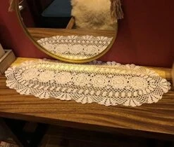 Janef White Handmade Crochet Cotton Table Runner Lace Doilies Doily Oval Dresser Scarves,11.8 By 35 Inches. 23 Janef White Handmade Crochet Cotton Table Runner Lace Doilies Doily Oval Dresser Scarves,11.8 By 35 Inches. -Wilton Shop 51mpmo8TVL. AC