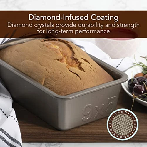 Cook Aluminized Steel, Diamond-Infused Non-Stick Coated Textured Bakeware, Loaf Pan, Champagne Pewter 7 Cook Aluminized Steel, Diamond-Infused Non-Stick Coated Textured Bakeware, Loaf Pan, Champagne Pewter - Image 5