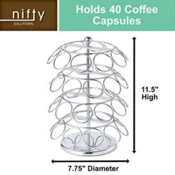 K Cup Holder – Compatible With K-Cups, Coffee Pod Carousel | 40 K Cup Holder, Spins 360-Degrees, Lazy Susan Platform, Modern Chrome Design, Home Or Office Kitchen Counter Organizer -Wilton Shop 51mryqkJasL